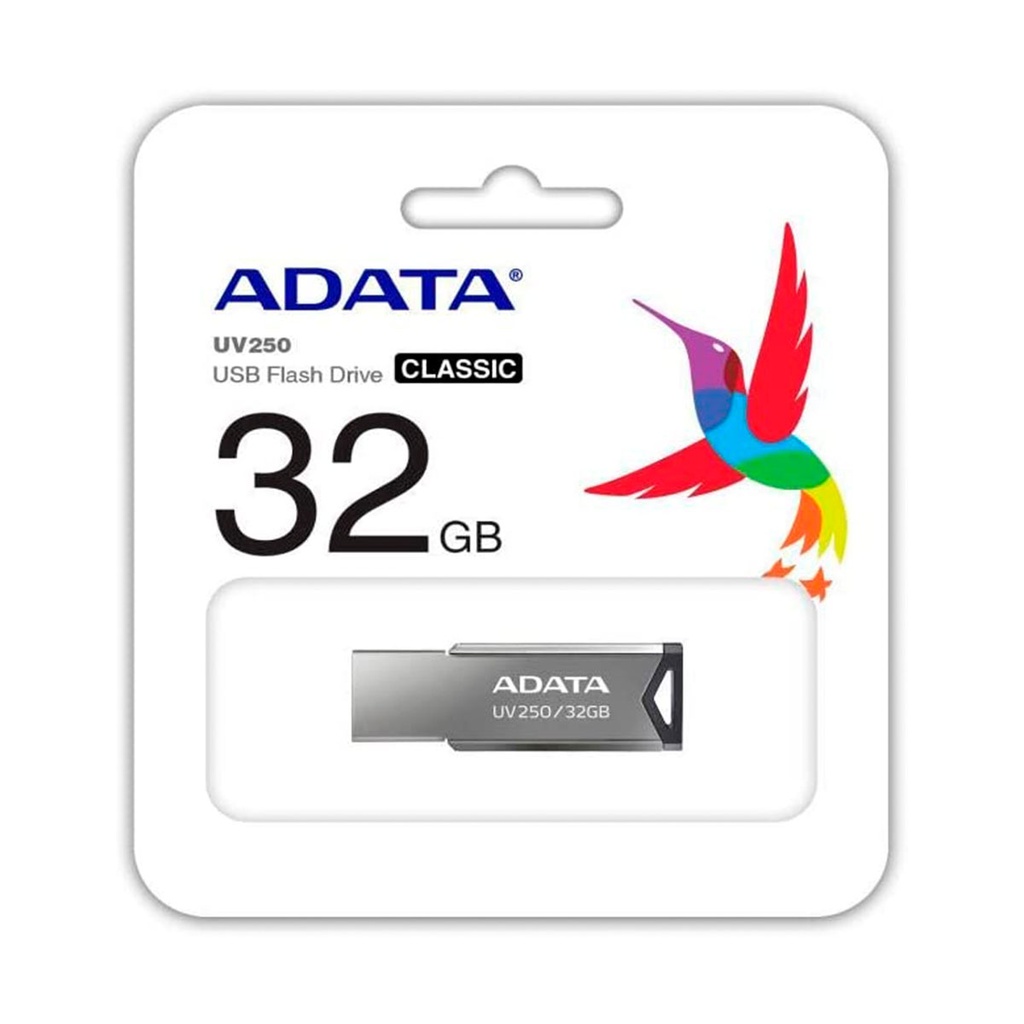 Flash Memory Adata UV250 32Gb, Usb, 3.0; RKV Metalica Plata