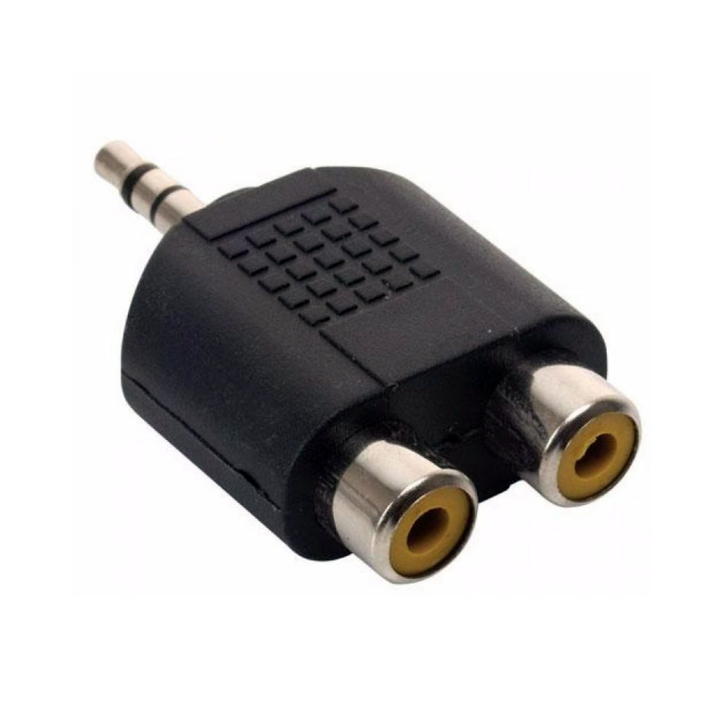 Adaptador de 2 Jack RCA Hembra a Plug 3.5mm Macho, Stereo