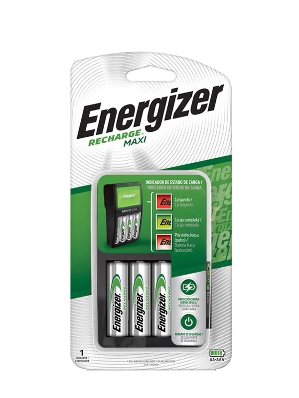 Cargador Energizer para Pilas AA / AAA incuye 2pilas AA de 1300MaH Maxi