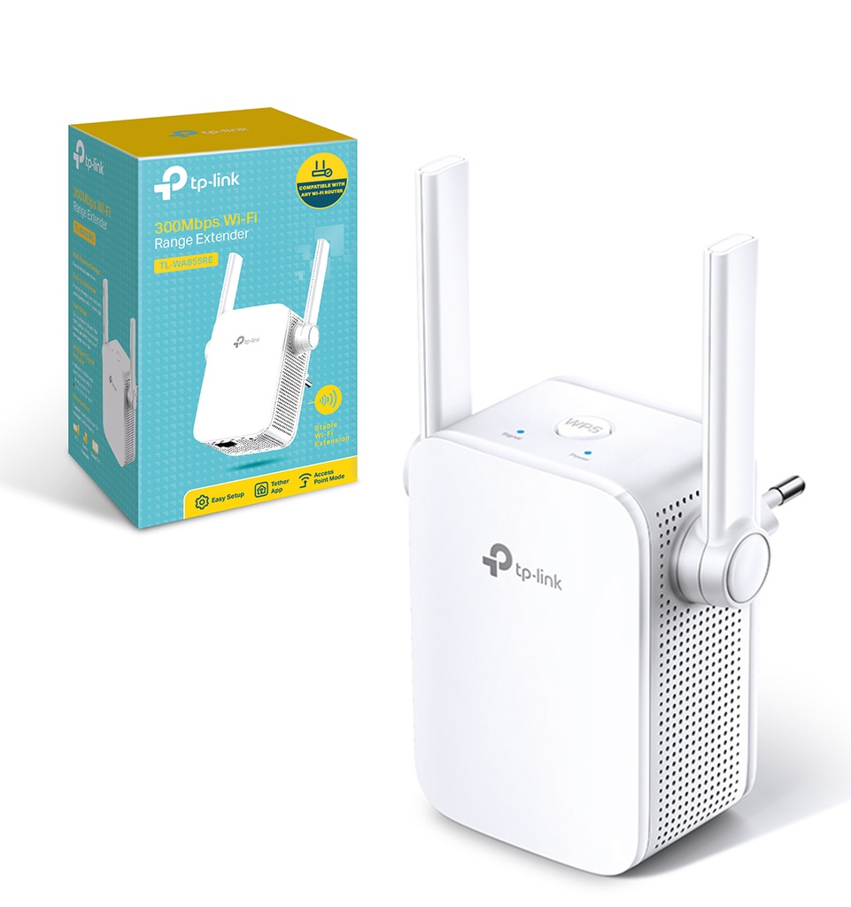 Extensor de rango WiFi TP-Link TL WA855RE a 300Mbps 2 antenas externas, Wallplug