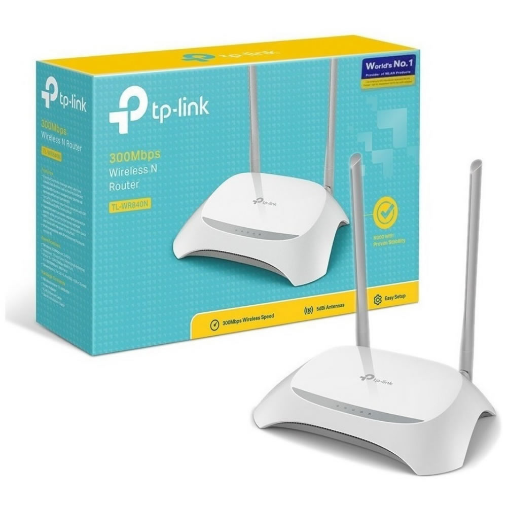 Router Inalámbrico TP-Link TL-WR840N a 300Mbps en 2.4GHz, 2 antenas, 1 puerto WAN, 4puertos LAN 4en1(WISP-AP-EXT)