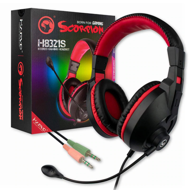 Audifono con Microfono Marvo Scorpion H8321S para Laptop y PC, Stereo Sound Gaming / 2 plug 3.5mm