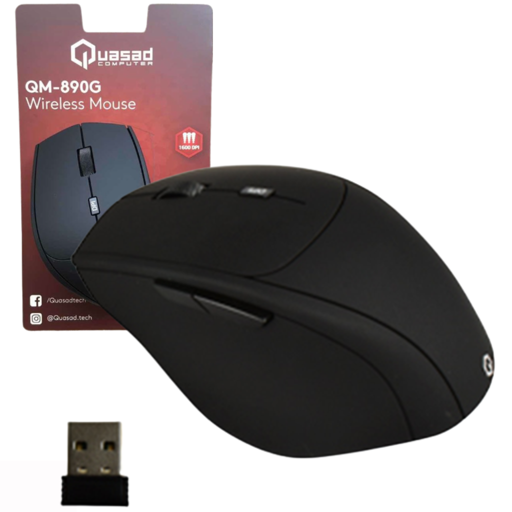 Mouse Quasad QM-890G Wireless Ergonomico, USB / 1600Dpi, compatible con Windows, Mac, Linux