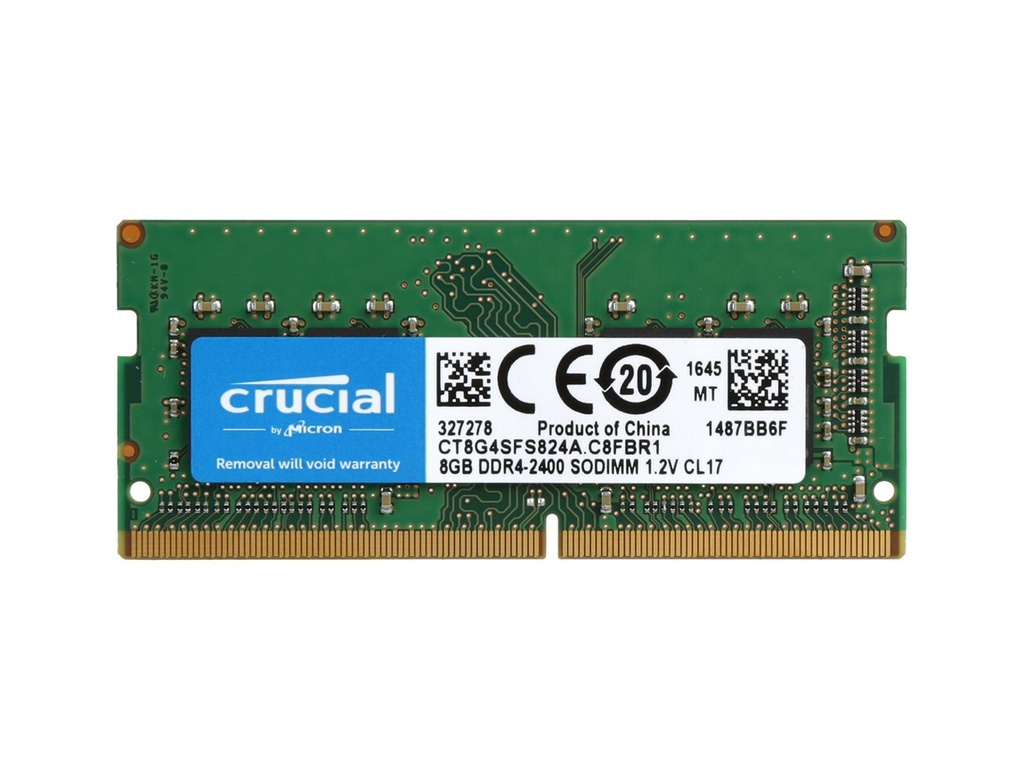 Memoria Ram Crucial DDR4 8Gb So-Dimm para PC; 1rx8 1gx64bit Pc4-2666 CL 19288-Pin