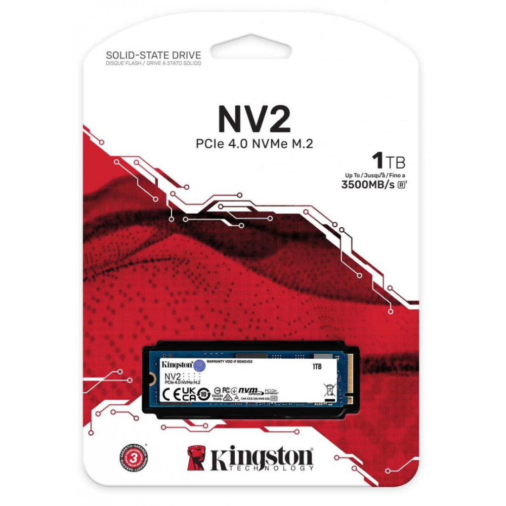 Disco Solido Kingston NV2 M.2 2280 SSD NVMe 1Tb PCIe 4.0 Gen 4x4, hasta 3500-2100 Mb/s