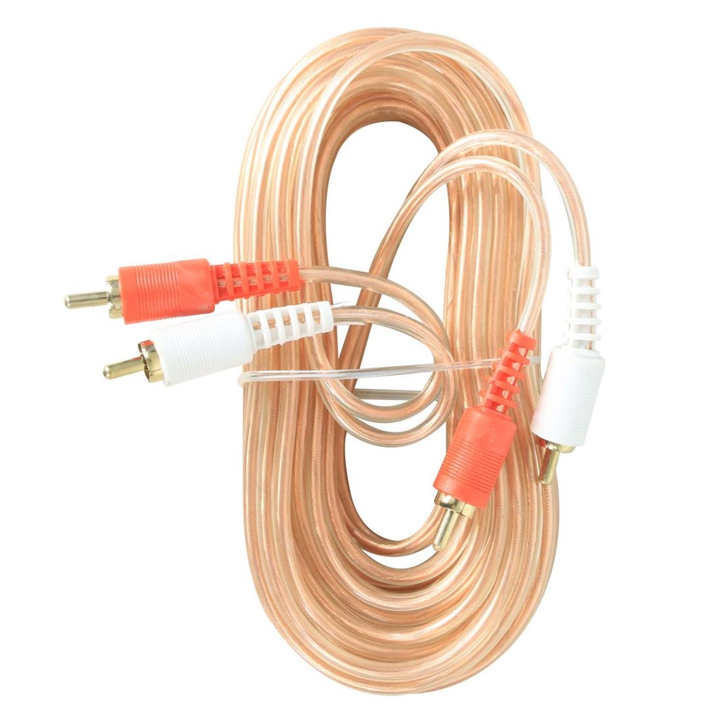 Cable de Audio American Xtreme de 2 Plug RCA macho a 2 Plug RCA macho, transparente, conector dorado