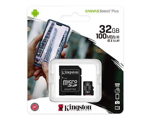 Tarjeta MicroSD-HC Kingston Canvas 32Gb; 100MB/s Clase 10