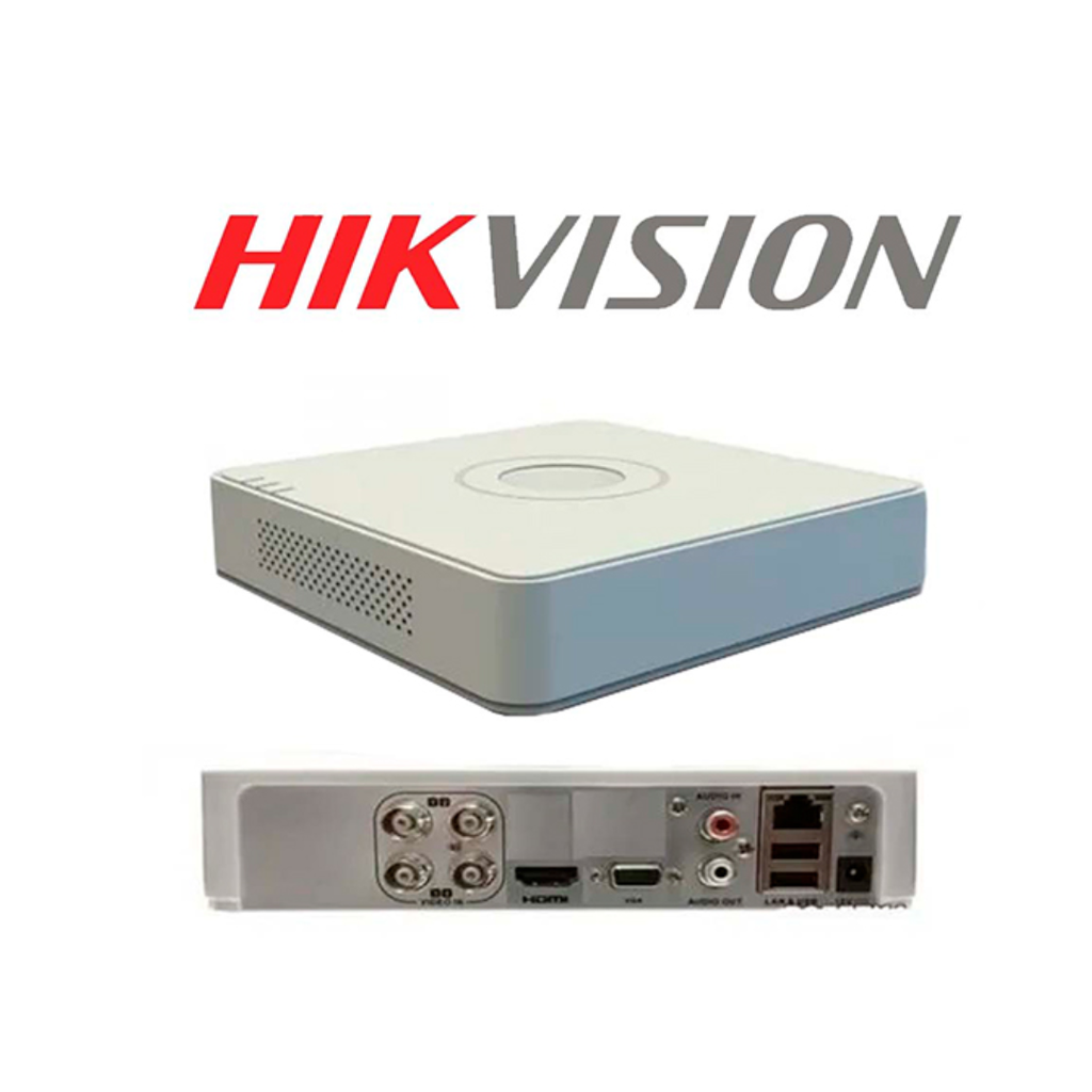 DVR HikVision DS-7104HGHI-M1(C);  4 Canales, H.265, UP to 1080P Lite - Hdmi - Vga - 2 Usb – Soporte Disco Duro hasta  4TB (no incluye), Audio Via Coaxial