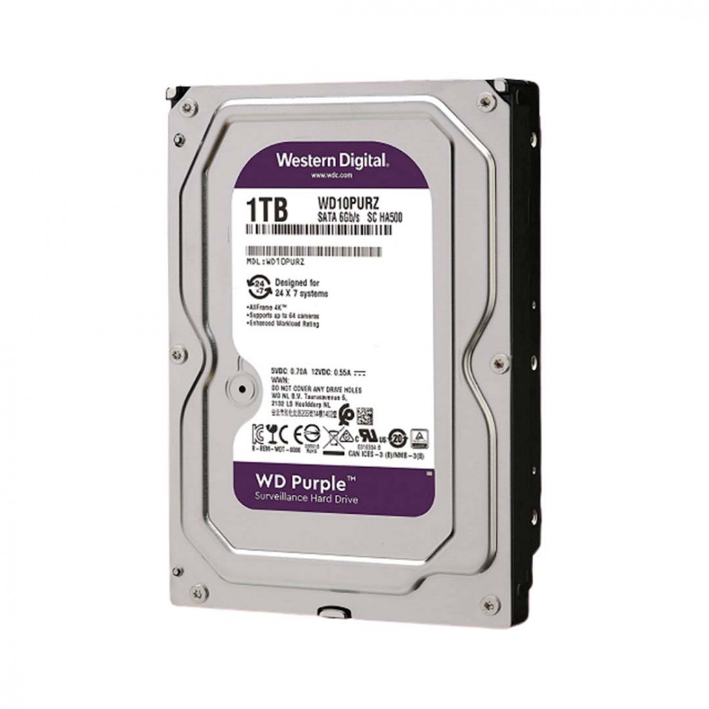 Disco Duro Western Digital Purple WD10PURZ; 1TB; Interno; 3.5";  SATA 6Gb/s, 5400 rpm, búfer: 64 MB