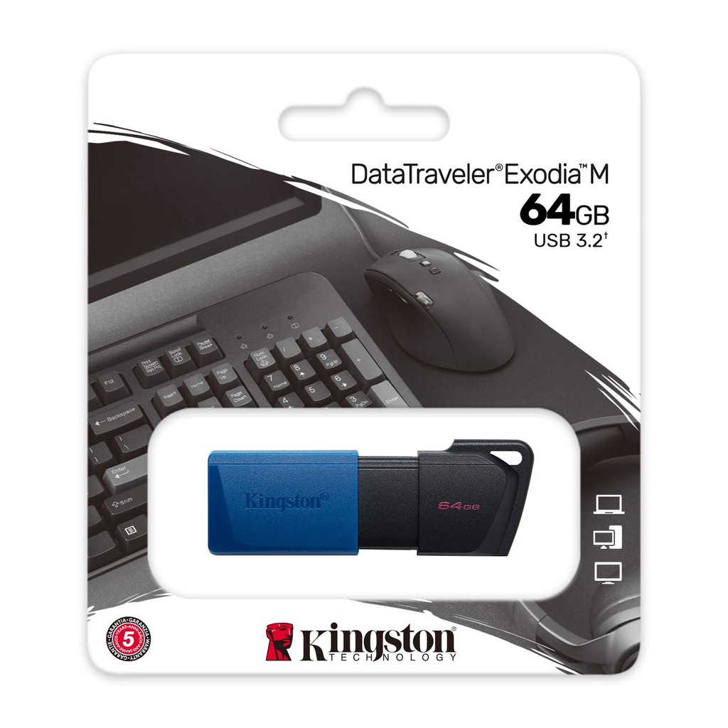 Flash Memory Kingston DataTraveler Exodia M, 64GB; Usb 3.2 Gen 1; Negro Azul (copia)