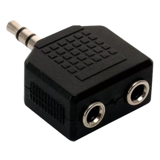 [ADPTRJACKAPLUGST01] Adaptador de 2 Jack 3.5mm Hembra a Plug 3.5mm Macho, Stereo