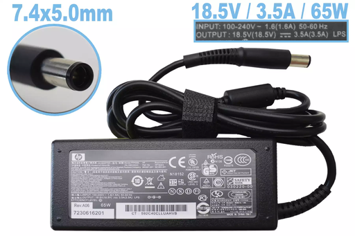 [HP185V35A65WAGUJA] Cargador para Laptop HP 18.5V/3.5A/65W/Plug 7.4x5.0mm, Punta Aguja, T.Original