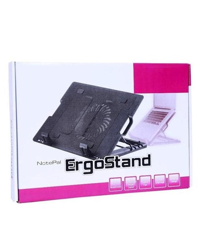 [FANBASERGOSTAND02] Base Enfriadora ErgoStand 14.1", 4 niveles de elevación, 1 ventilador, 2 puertos USB con luz led