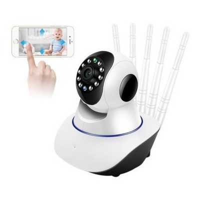 [CAMSECURIP5ANT01] Cámara de Seguridad IP Robotica WiFi Interior 1080P FHD, 5antenas, visión nocturna con audio, rotación 360°, App JXLCAM