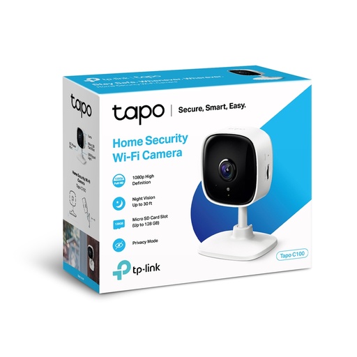 [CSTPLINKTAPOC100] Cámara IP Tp-Link Tapo C100, 1080px Full-HD Doble Stereo microfono/altavoz, Visión Nocturna, Soporta Micro SD 128Gb no incluye