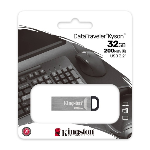 [FMKINGSTONDTKYSON32GB] Flash Memory Kingston DataTraveler Kyson Metalica, 32 GB; Usb 3.2 Gen 1; Plateada (copia)